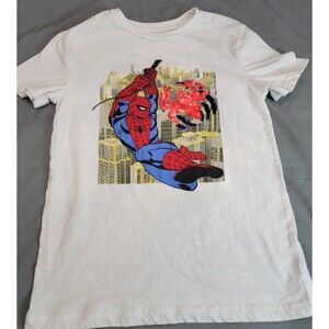 Marvel Spider-Man Graphic T-Shirt Sequin Logo White Adult Youth